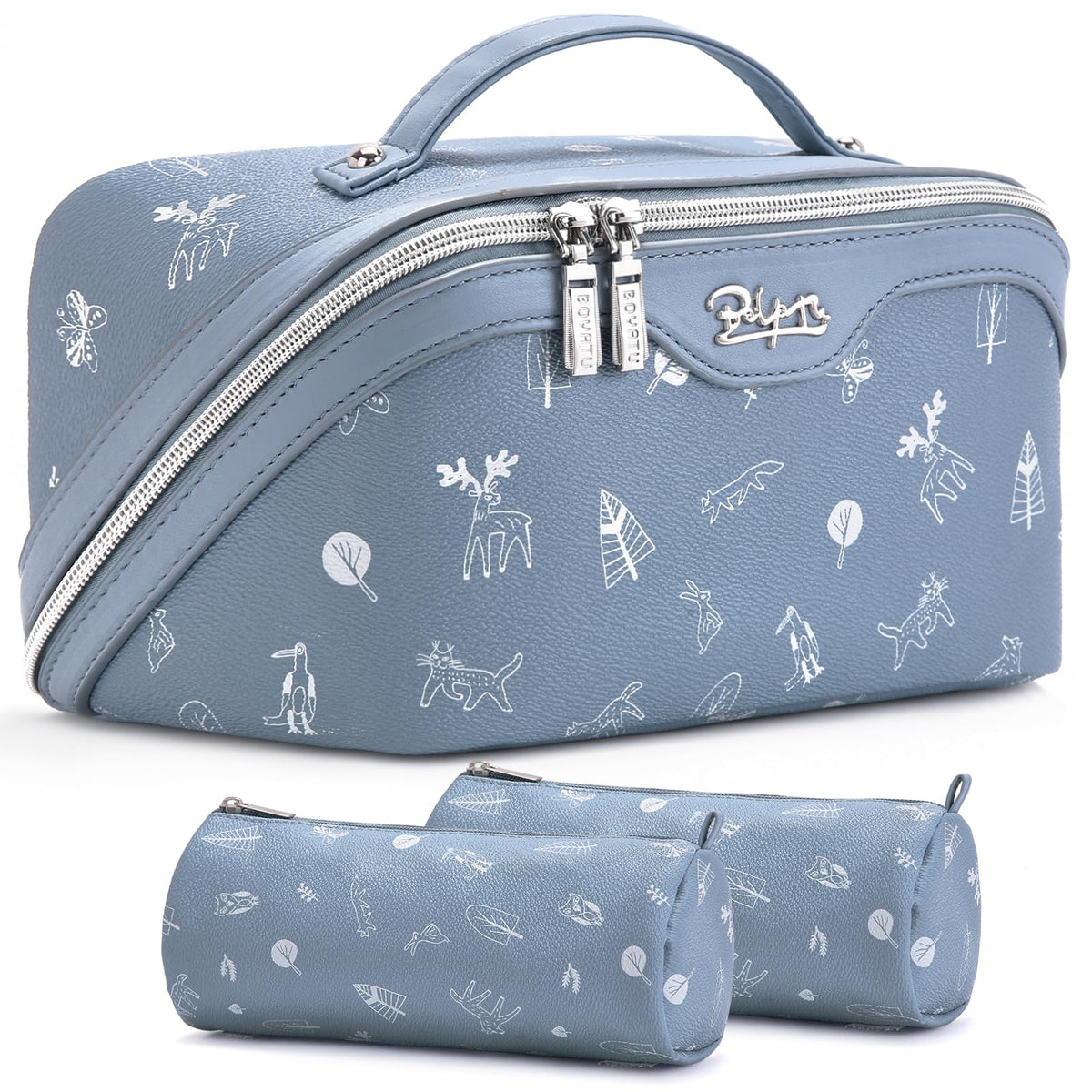 BOYATU Travel Makeup Bag Cosmetic Bags for Women: 3-Piece Make up Bag Set