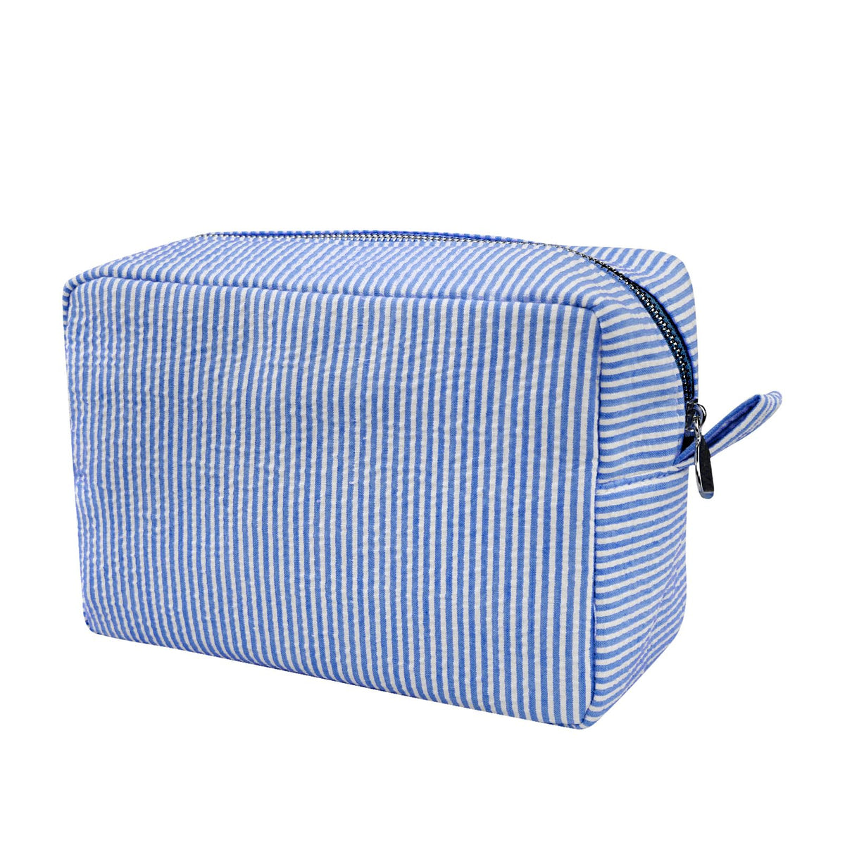 GFU Cosmetic Bags for Women, Seersucker Cosmetic Bag, Travel Toiletry Stripe Makeup Bag, Large Women Aesthetic Organizer Storage Pouch, Girls Handbags Purses, brown