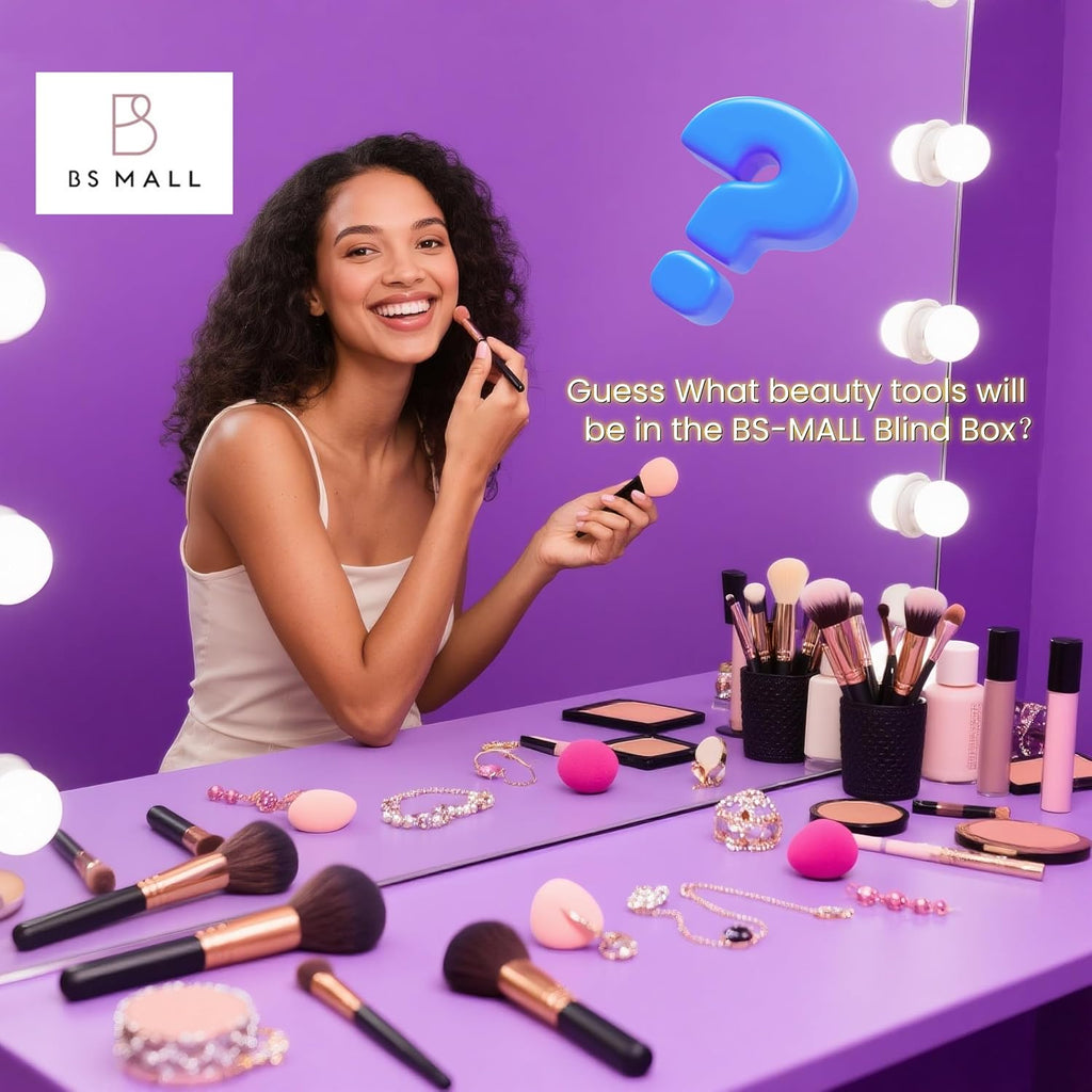 BS-MALL Makeup Brushes & Beauty Tools Assortment Box – Curated Collection of Makeup Brushes, Makeup Bag, Makeup Sponge, Hair Ties & More Professional Beauty Tools for Daily Use & Travel (M)