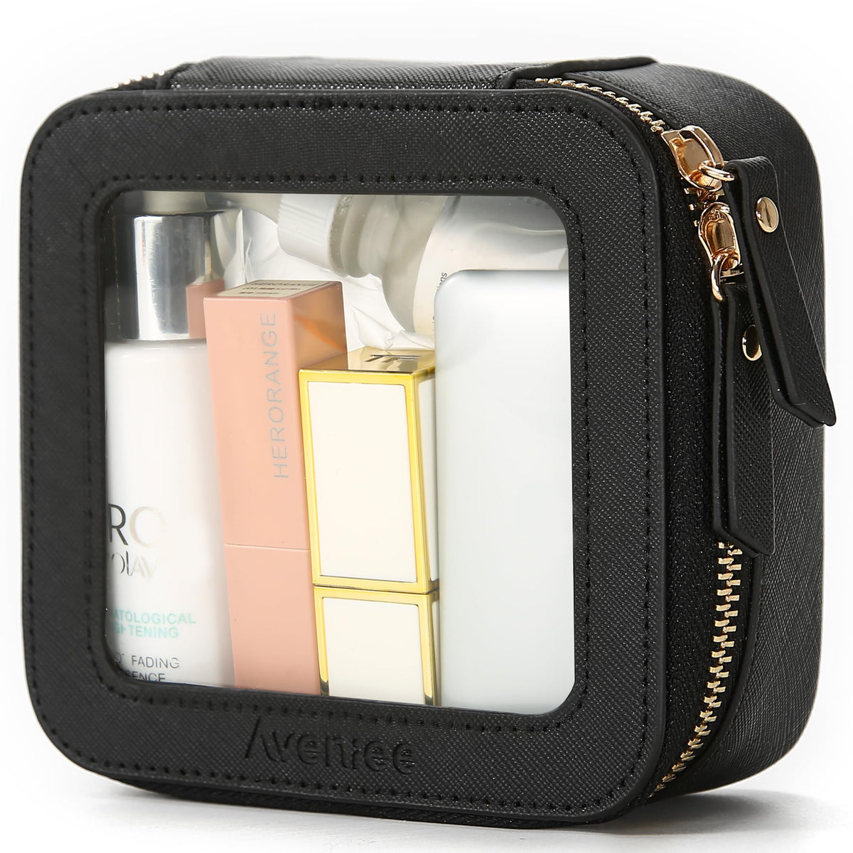 Aveniee Clear Makeup Bag Organizer, Travel Toiletry Bag Cosmetic Case for Women, Make Up Skincare Pouch Car Organizer Bag with Zippers for Essentials,White,Medium Classic