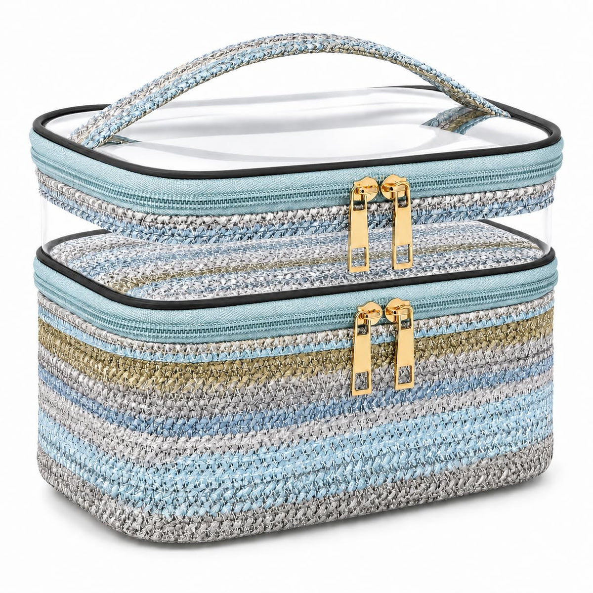 Double-layer Cosmetic Bag Makeup Bag Travel Makeup Bag Makeup Bags for Women Cosmetics Cases Portable Waterproof Foldable (Leopard)