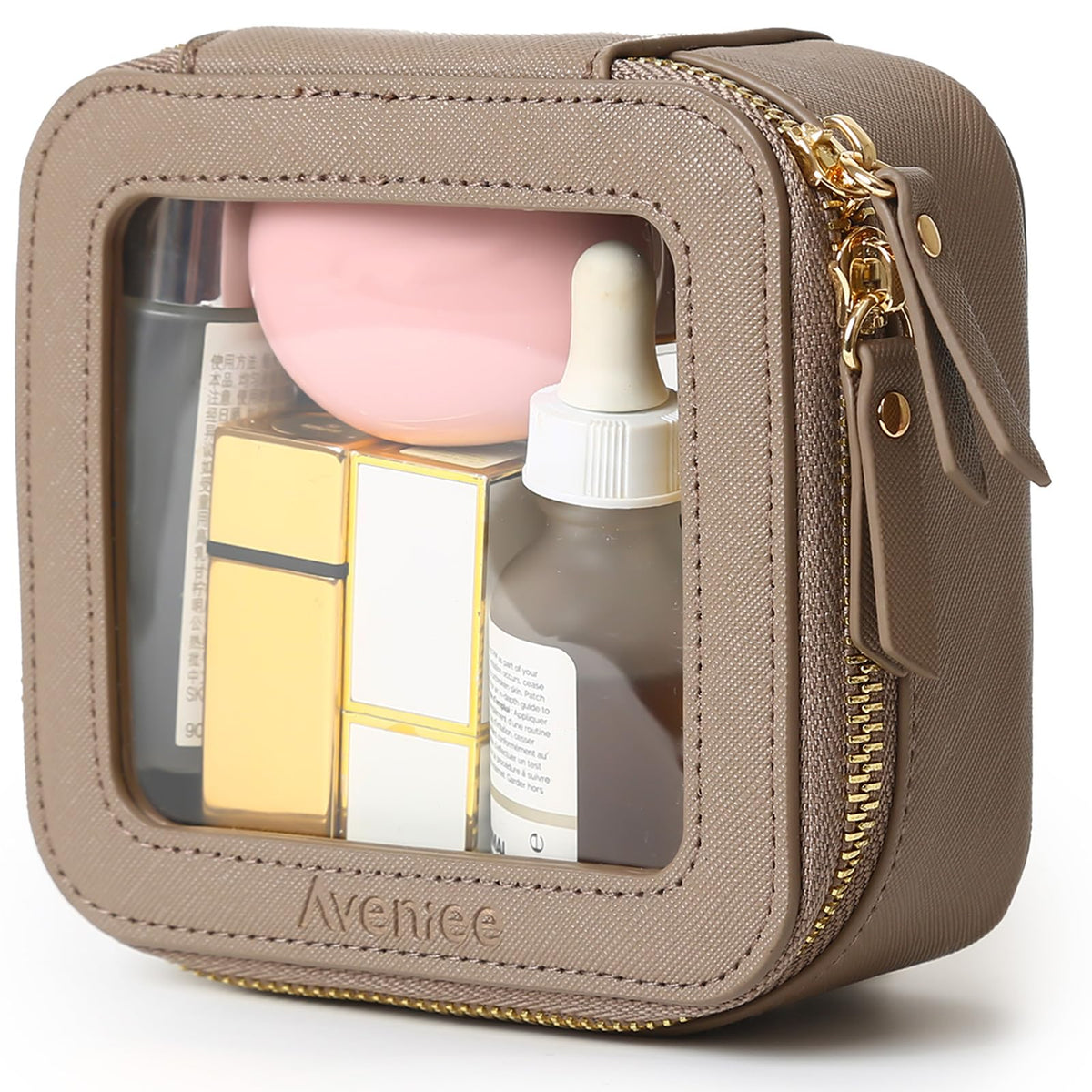 Aveniee Clear Makeup Bag Organizer, Travel Toiletry Bag Cosmetic Case for Women, Make Up Skincare Pouch Car Organizer Bag with Zippers for Essentials,White,Medium Classic