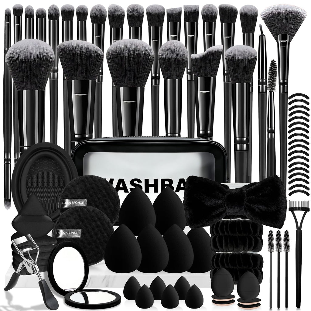 80PCS Makeup Brushes, Makeup Brush Set Professional Makeup Kit Multi-functional Makeup Tool Set with Case Facial Makeup Accessories,Brush Set Eye & Makeup Sponge(Pink)