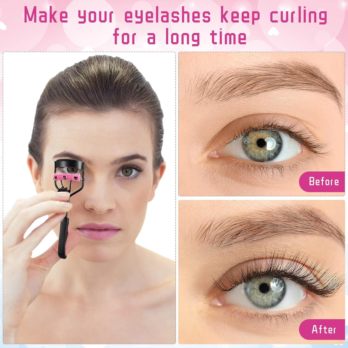 17 Pcs Eyelash Curlers Kit Lash Curler Eyelash Comb Seperator Extension Tweezers Eyebrow Brush Scissors False Eyelashes Applicator Eyebrow Trimmer Silicone Refills Pads for Women(Purple)
