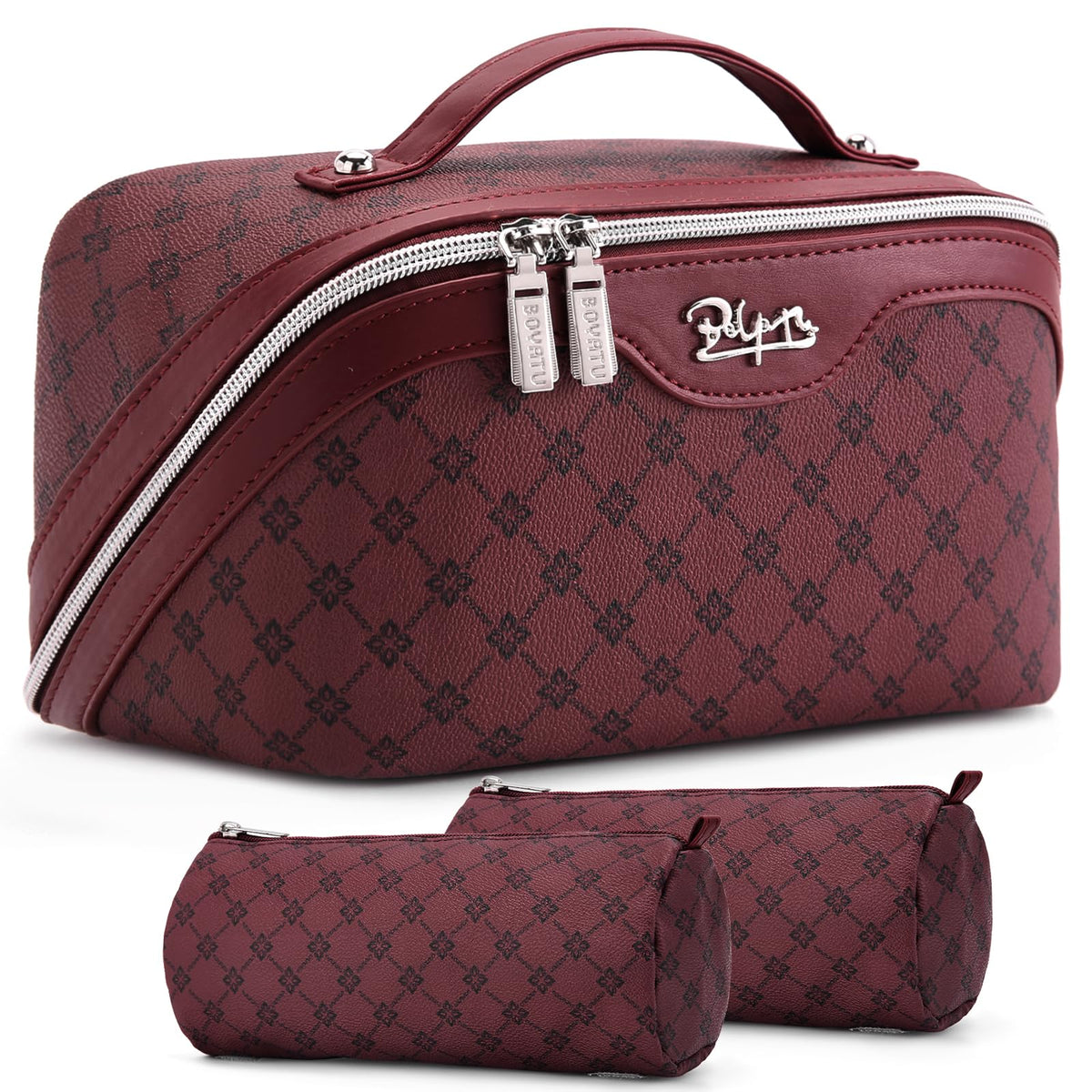 BOYATU Travel Makeup Bag Cosmetic Bags for Women: 3-Piece Make up Bag Set