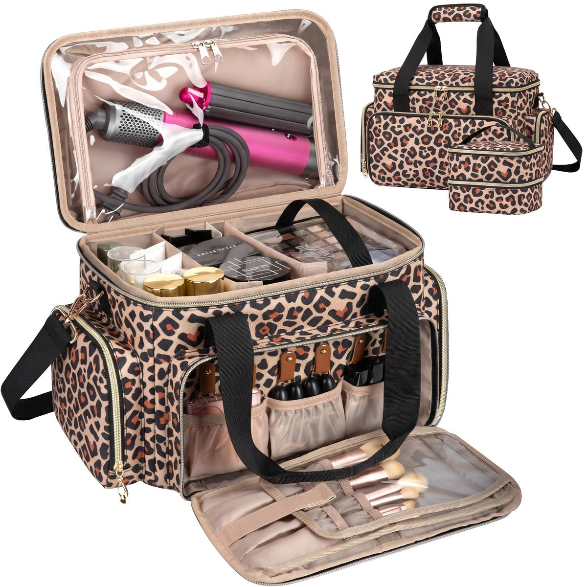 GDNasist Large Makeup Bag, Portable Travel Makeup Bag Organizer