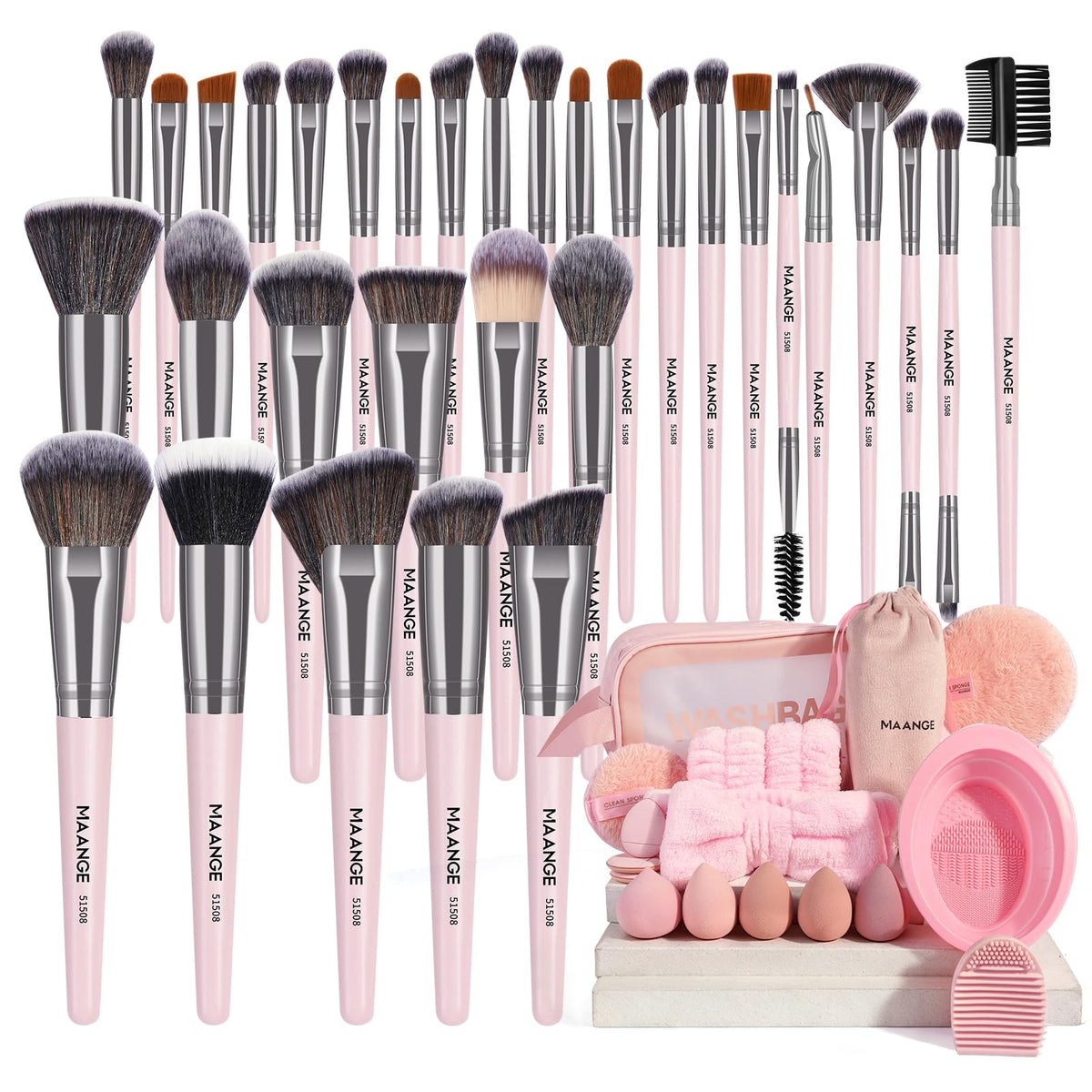 MAANGE Makeup Brushes 54 Pcs Makeup Tool Set, Multi-functional Makeup Kit Premium Synthetic Brush Make up Brushes Set for Women Girl (Black, 54 Pcs)