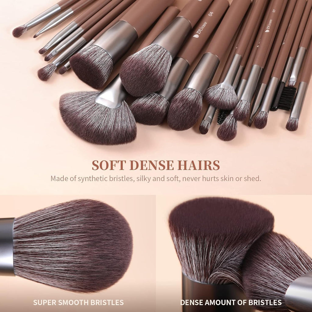 DUcare 22Pcs Makeup Brush Set PRO Makeup Brushes Professional with Foldable Bag Premium Synthetic Kabuki Foundation Blending Brush Face Powder Blush Concealers Eye Shadows for Makeup Lovers