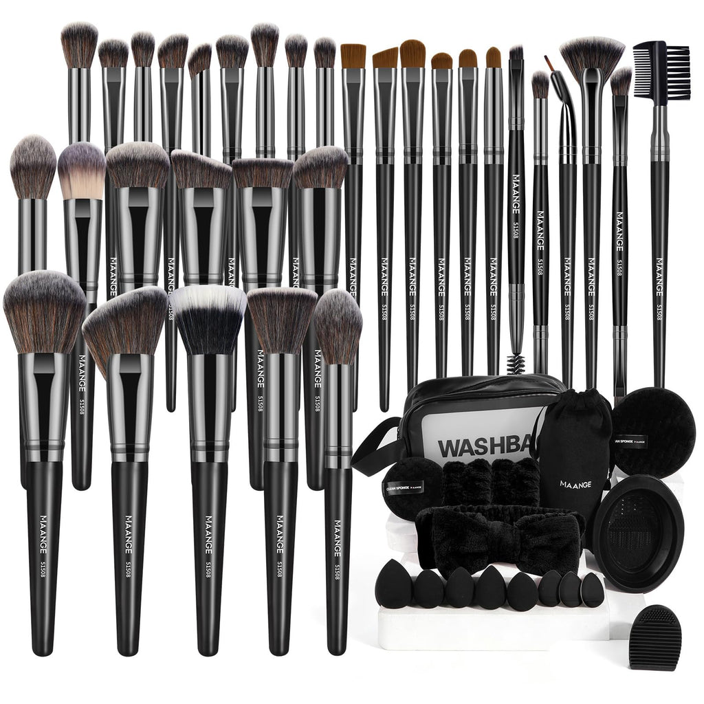 MAANGE Makeup Brushes 54 Pcs Makeup Tool Set, Multi-functional Makeup Kit Premium Synthetic Brush Make up Brushes Set for Women Girl (Black, 54 Pcs)