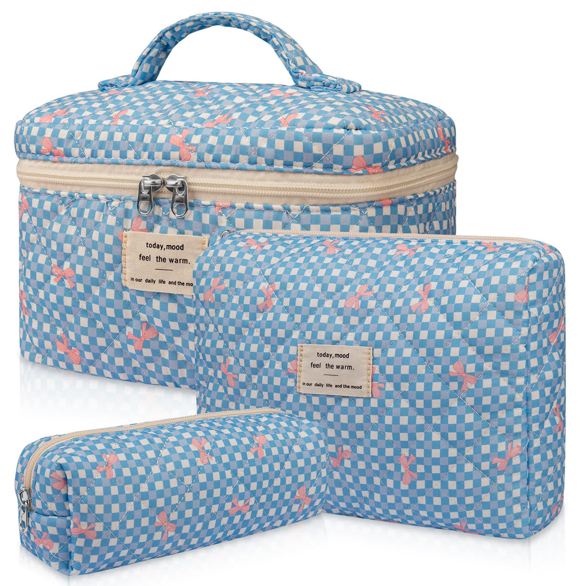 Gosect Large Makeup Bag, Cute Cosmetic Bag for Women Girls, Floral Coquette Aesthetic Toiletry Bag, Travel Make Up Organizer Bag (BDLH)