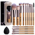 Travel Makeup Brush Set with Case & Sponge for Foundation Powder Blush 14