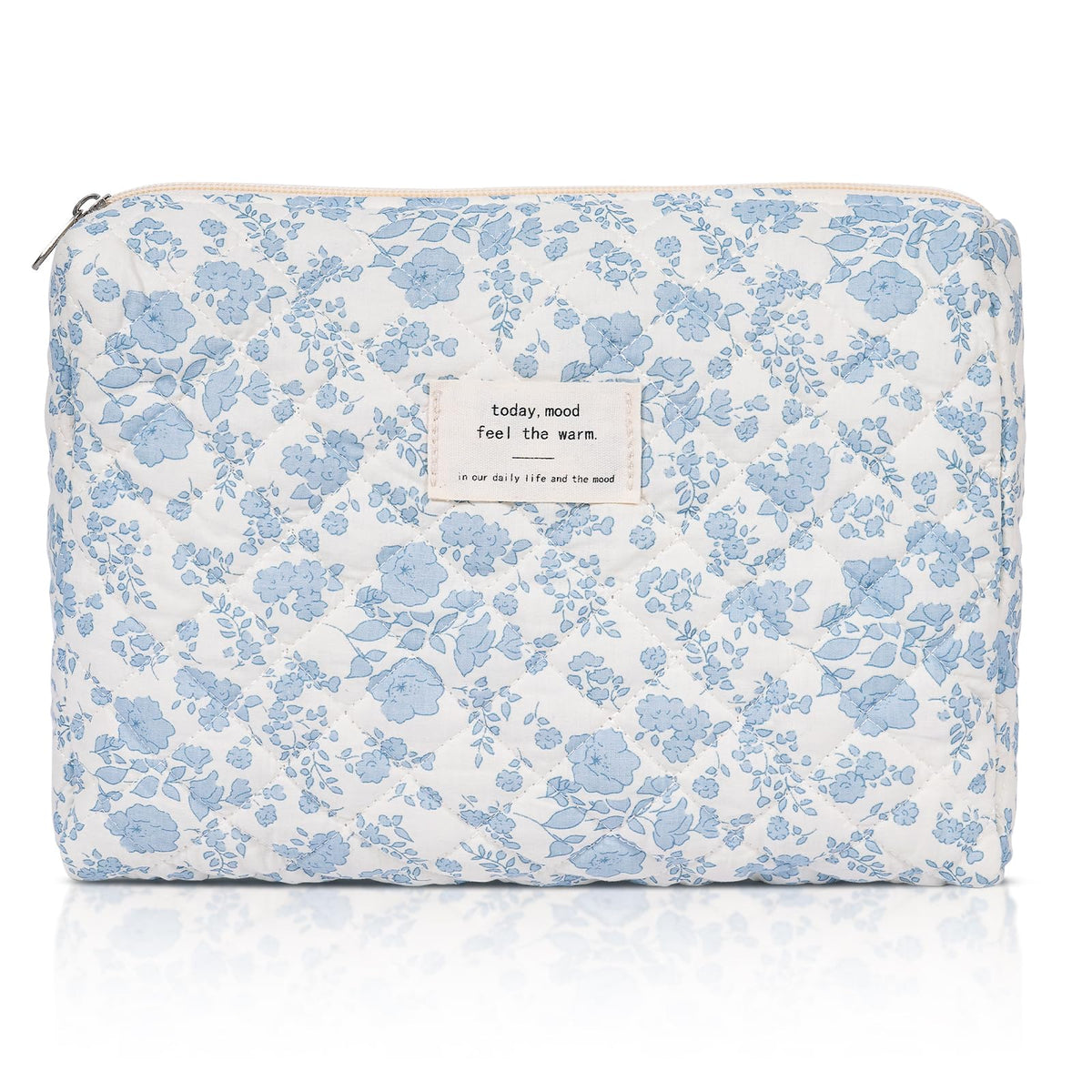 Makeup Bag,Quilted Cosmetic Bag,Large Floral Make Up Bag for Women,Cotton Makeup Bag Set,Flower Travel Toiletry Bag