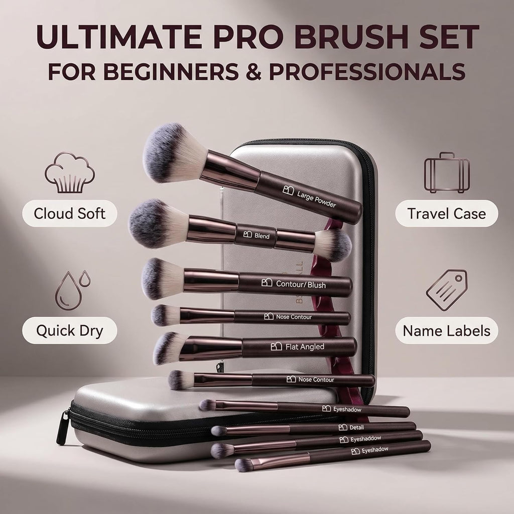Professional Makeup Brush Set with Travel Case, 20 PCS Synthetic