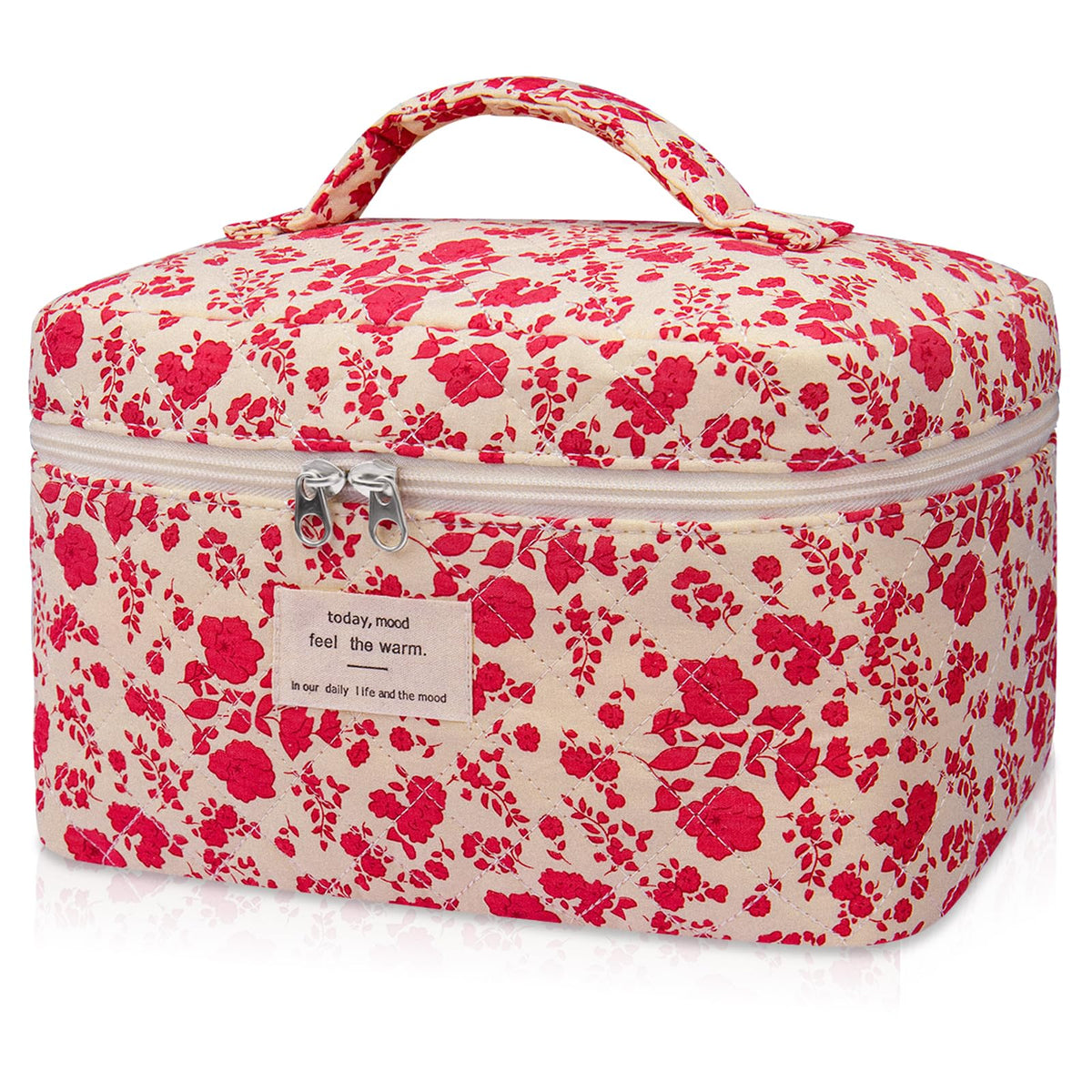 Gosect Large Makeup Bag, Cute Cosmetic Bag for Women Girls, Floral Coquette Aesthetic Toiletry Bag, Travel Make Up Organizer Bag (BDLH)