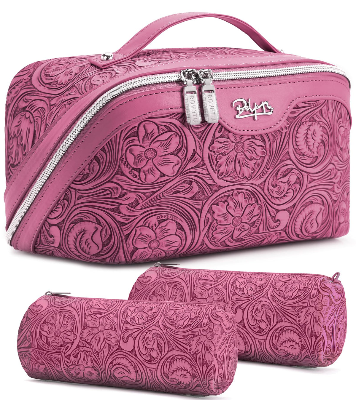 BOYATU Travel Makeup Bags Cosmetic Organizer Bag: Floral Make up Bag