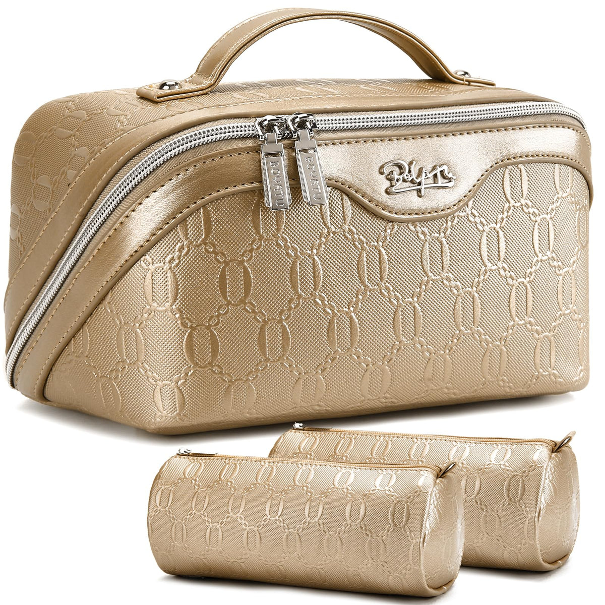 BOYATU Travel Makeup Bag Cosmetic Bags for Women: 3-Piece Make up Bag Set
