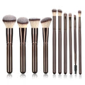 10 Piece Black brown Makeup Brushes and 10 Piece Makeup Sponge – Wooden Handle,with Soft Synthetic Bristles,|Professional Makeup Brushes set for Women & Girls|