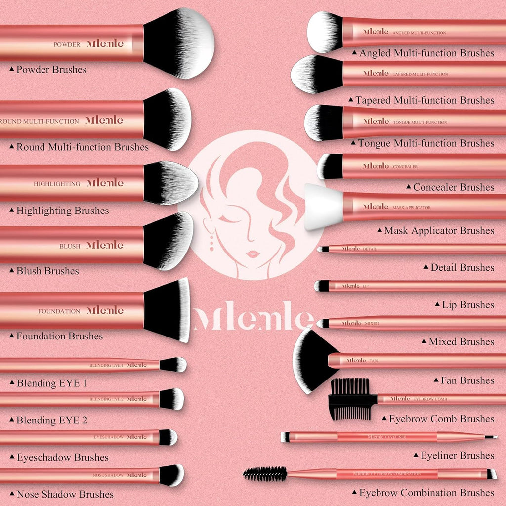 Makeup Brushes Set, Mlemle Professional 26 Pcs Makeup Kit, Include Powder Blush Concealers Foundation Eye shadows 21 Pcs Makeup Brushes and 2 Powder Puff, 3 Makeup Sponge(A04)