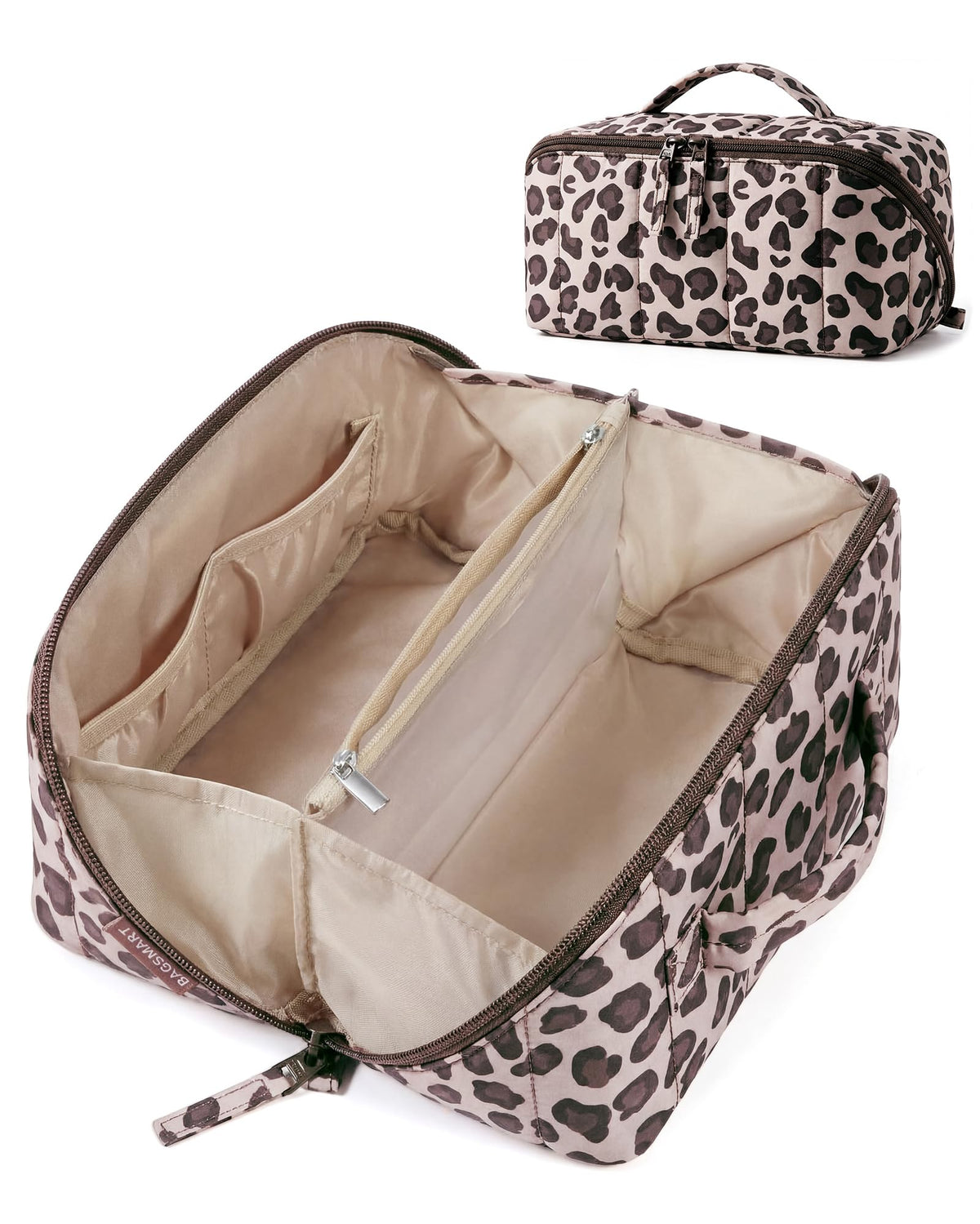 BAGSMART Puffy Travel Makeup Bag Toiletry Bag for Women, Black