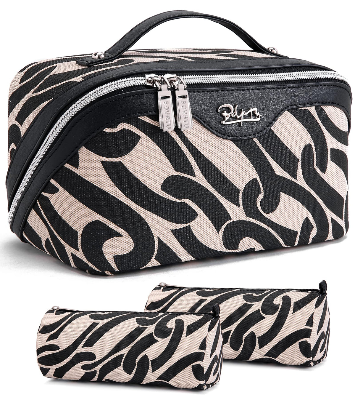 BOYATU Travel Makeup Bags Cosmetic Organizer Bag: Floral Make up Bag