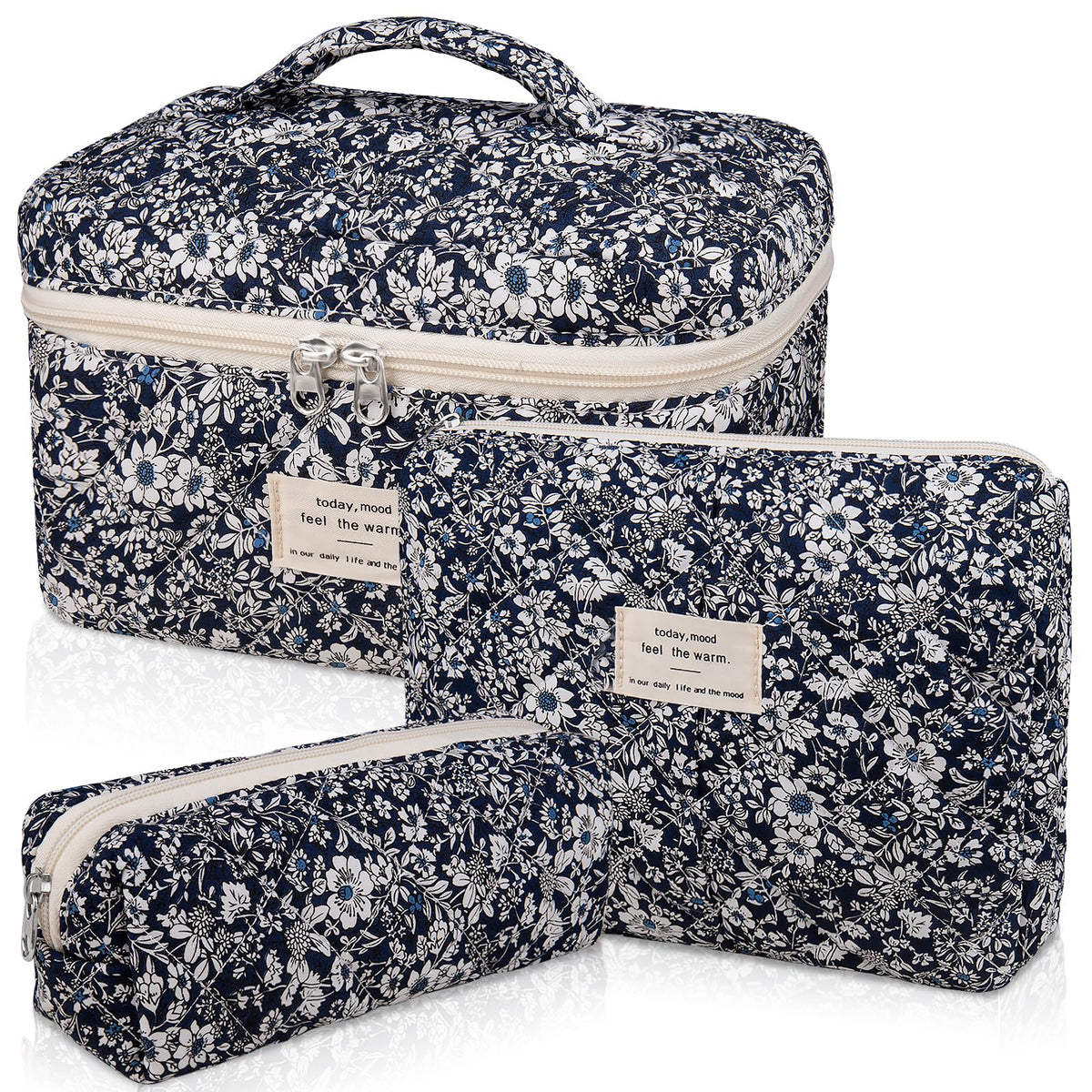 Gosect Large Makeup Bag, Cute Cosmetic Bag for Women Girls, Floral Coquette Aesthetic Toiletry Bag, Travel Make Up Organizer Bag (BDLH)