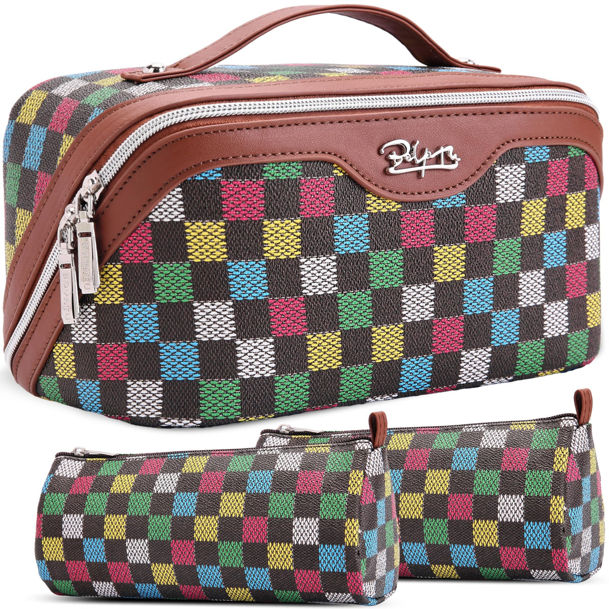 BOYATU Travel Makeup Bag Organizer: 3 Pcs Large Cosmetic Bags Set for Women
