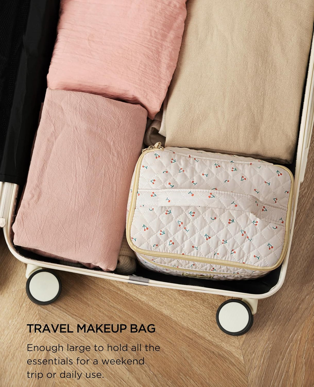 HBselect 2Pcs Travel Makeup Bag Large Quilted Cosmetic Bag Make up Bag