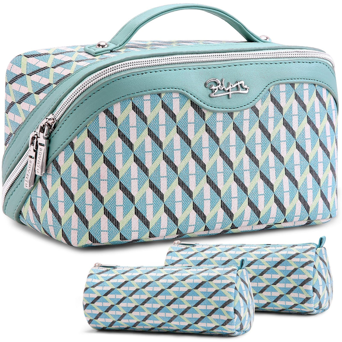 BOYATU Travel Makeup Bag Organizer: 3 Pcs Large Cosmetic Bags Set for Women