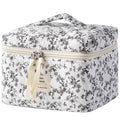 HBselect Large Quilted Makeup Bag for Women Cute Cotton Travel Cosmetic Bag