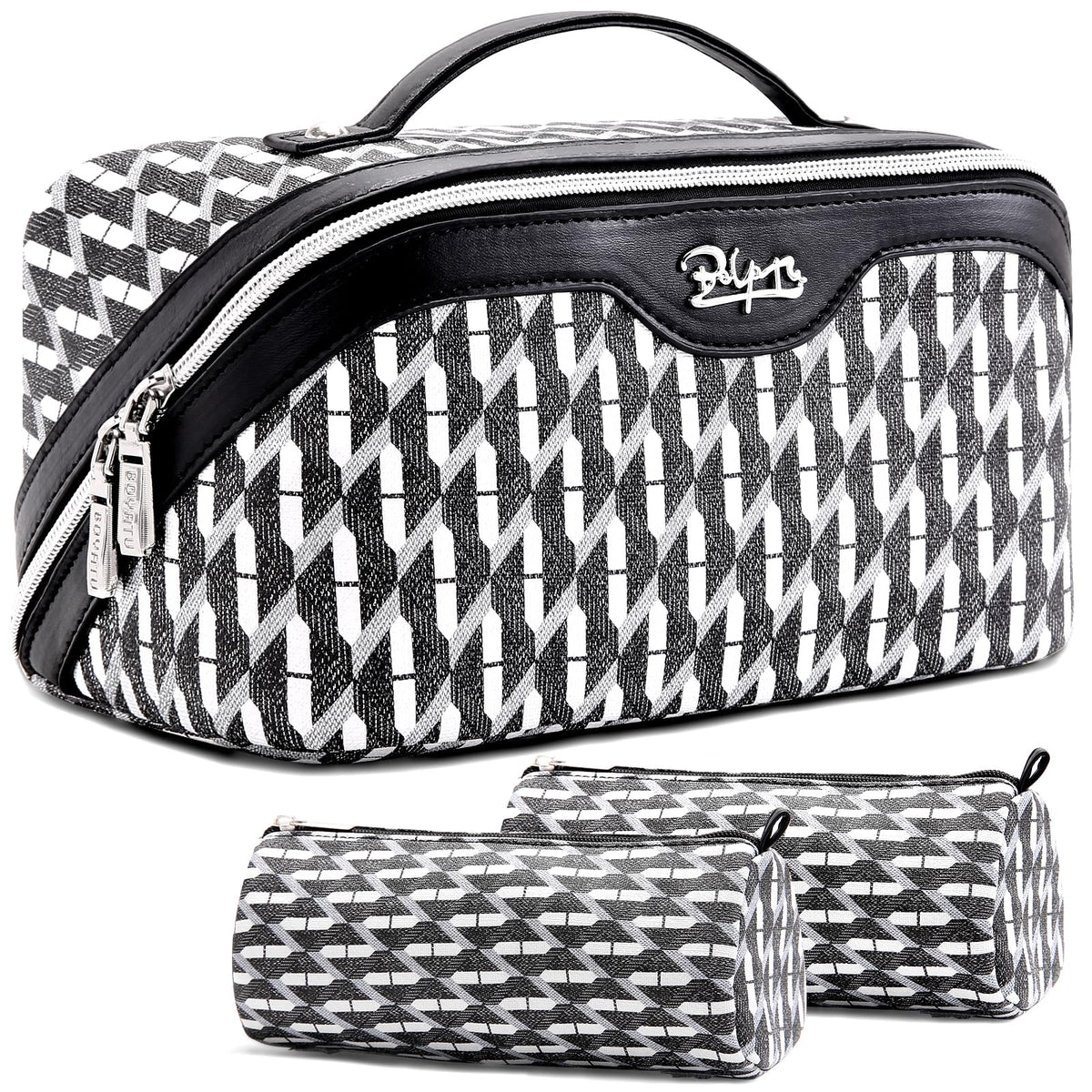 BOYATU Travel Makeup Bag Organizer: 3 Pcs Large Cosmetic Bags Set for Women