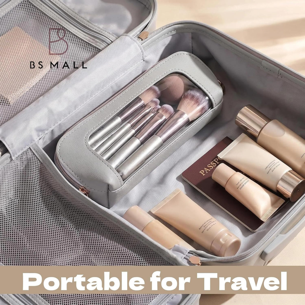 Travel Makeup Brush Set with Case & Sponge for Foundation Powder Blush 14