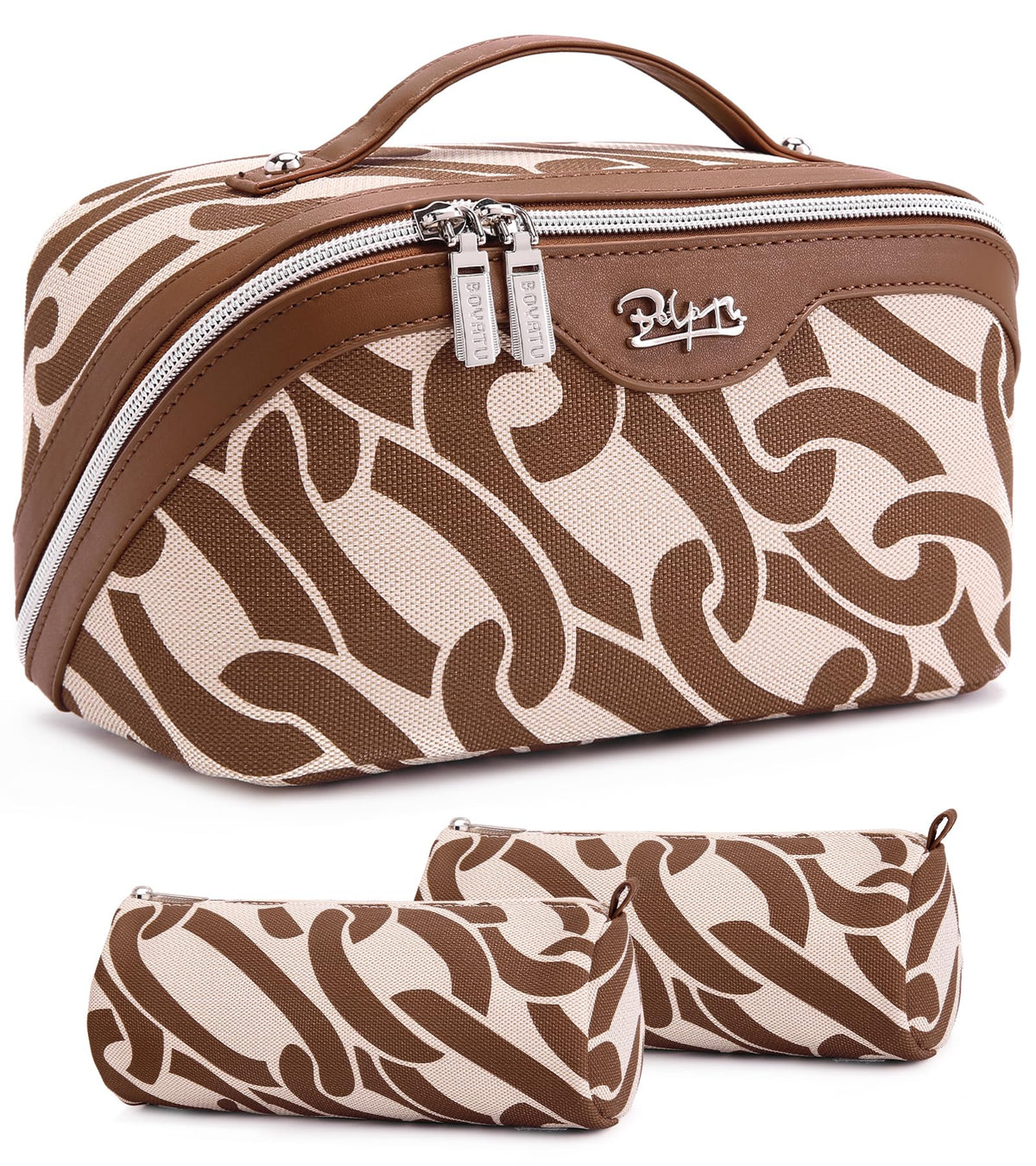 BOYATU Travel Makeup Bags Cosmetic Organizer Bag: Floral Make up Bag