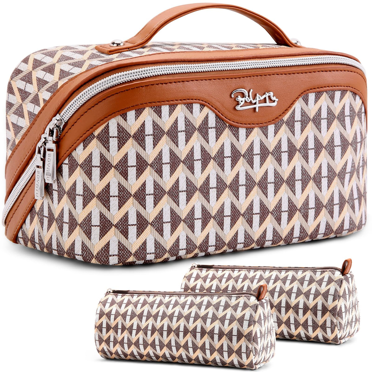 BOYATU Travel Makeup Bag Organizer: 3 Pcs Large Cosmetic Bags Set for Women